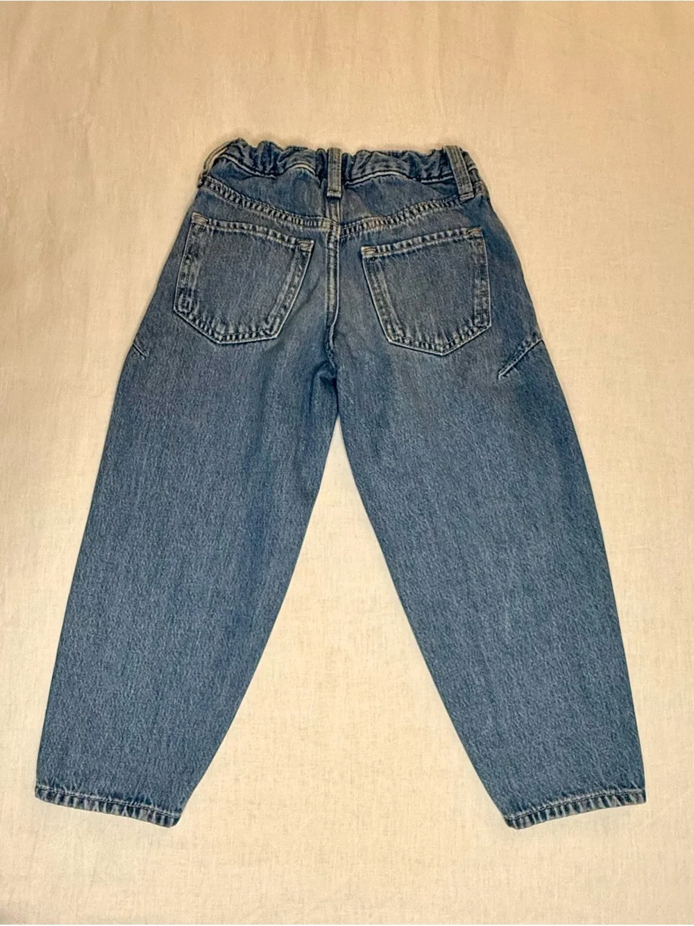 Old Navy Girls Paperbag Barrel Leg Jeans | Size 6 | Medium Wash Denim